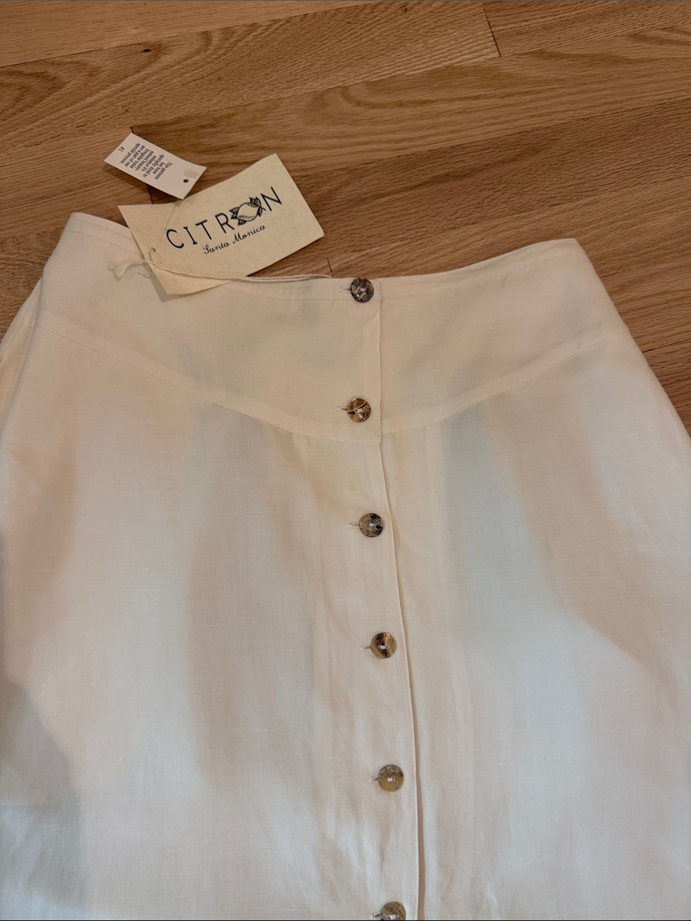 Citron Santa Monica Button-Front Maxi Silk Linen Skirt - Picture 10 of 13